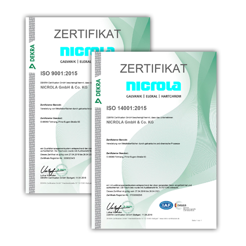 DIN ISO Zertifikate Nicrola GmbH &. Co. KG
